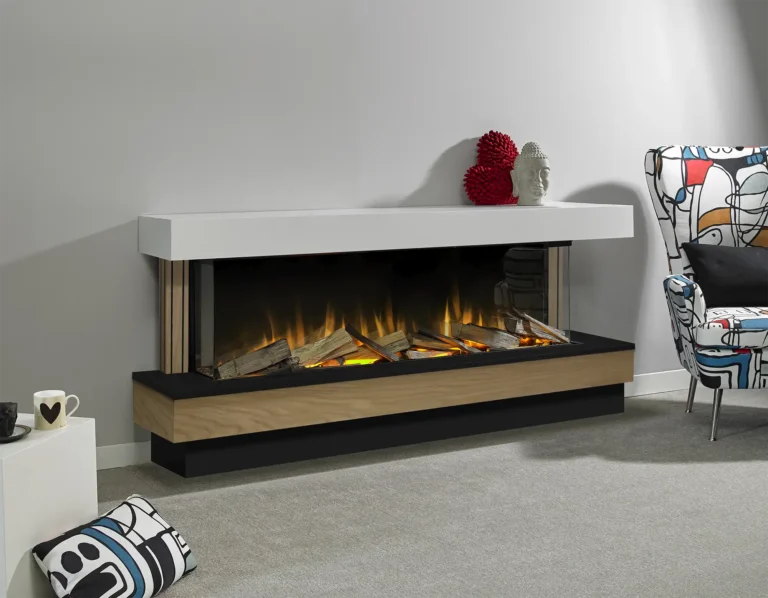 Woodcote 4 Oak Combo Electric Fire Free Standing Suite